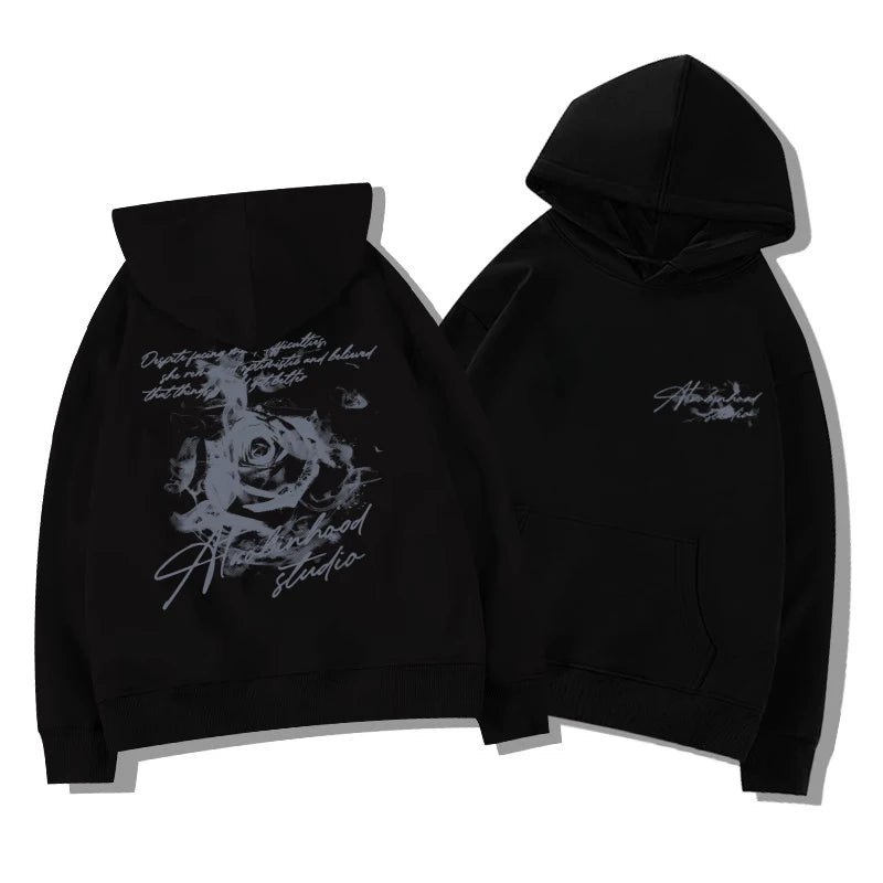 Rose Floral Pullover Hoodie | Relaxed Everyday Style