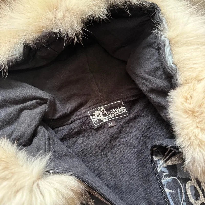 Y2K Gothic Oversized Zip-Up Hoodie