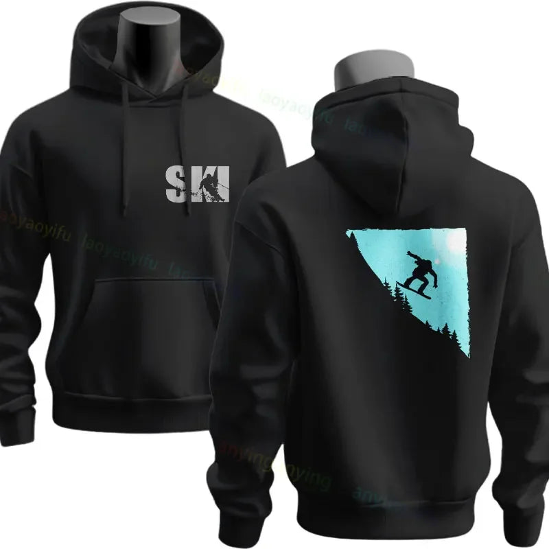 Men's Ski & Snowboard Graphic Hoodie for Fall and Winter