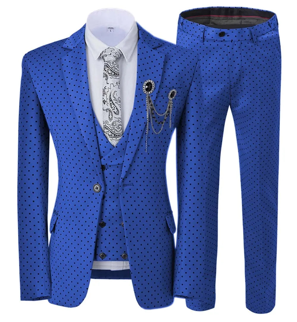 Men’s Slim Fit 3-Piece Patterned Suit