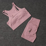 Fitness Shorts Yoga Sets Women's Tracksuit High Waist Sportswear Bra Workout Leggings Cycling Gym Shorts Sports Suit With Pocket