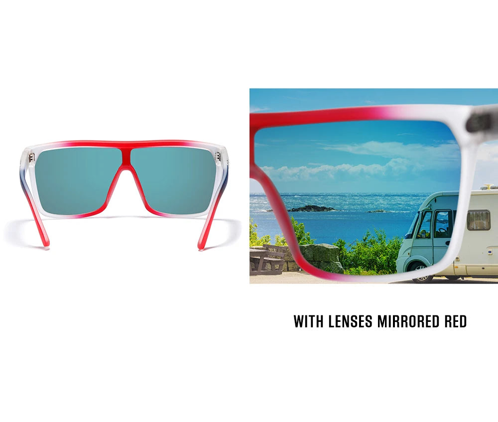 KDEAM One-piece Shape Men Sunglasses Polarized Elastic Paint Surface Sun Glasses Women Suitable Long-lasting Goggles Cat.3