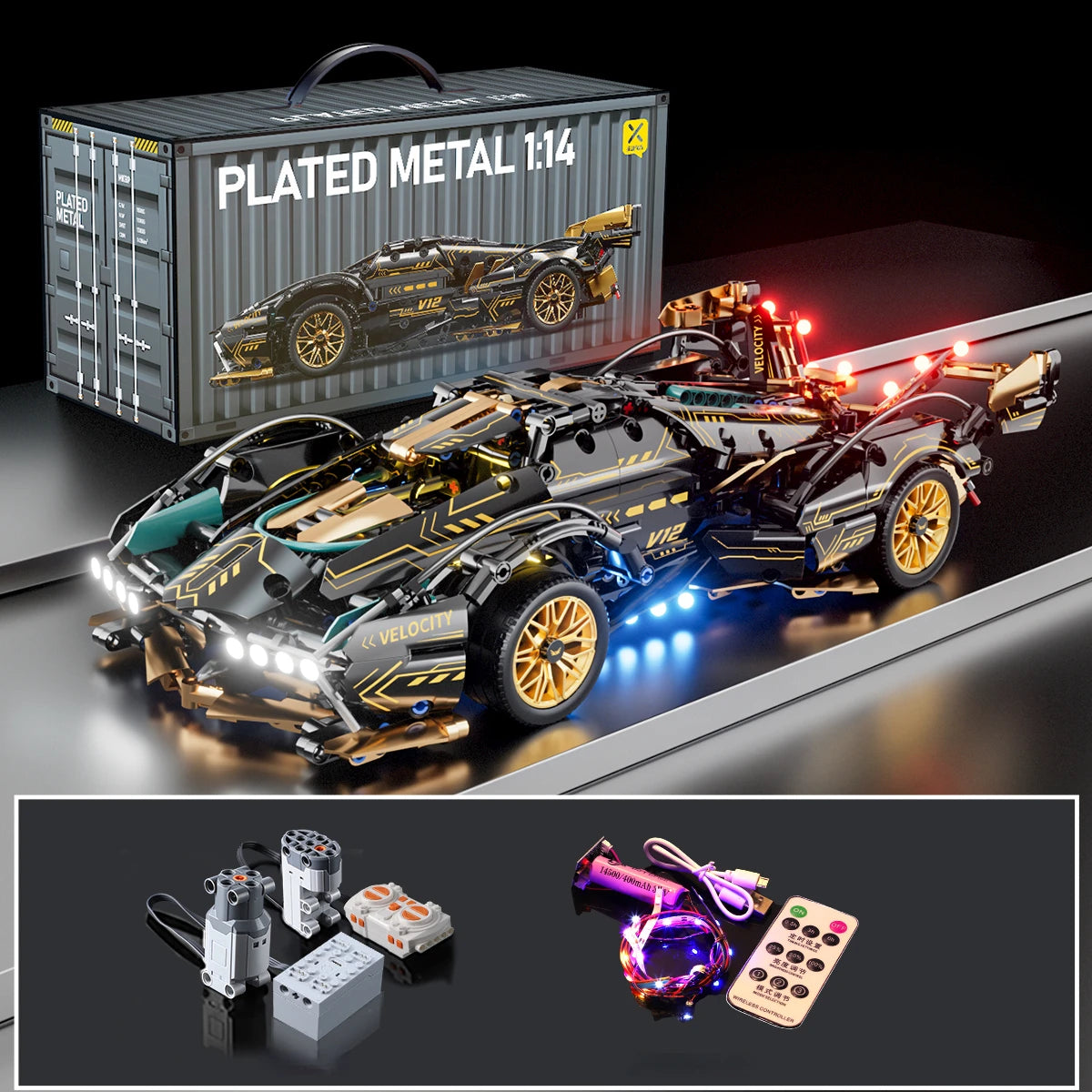 V12 Block Roadster RC Racer 1:14 DIY Building Kit