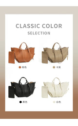 2025 leather shoulder bag versatile niche handbag, top layer cowhide commuting high-end feeling, large capacity tote bag for wom