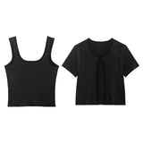 Sequin Knitted Jacket & Camisole Set - Summer Office Wear