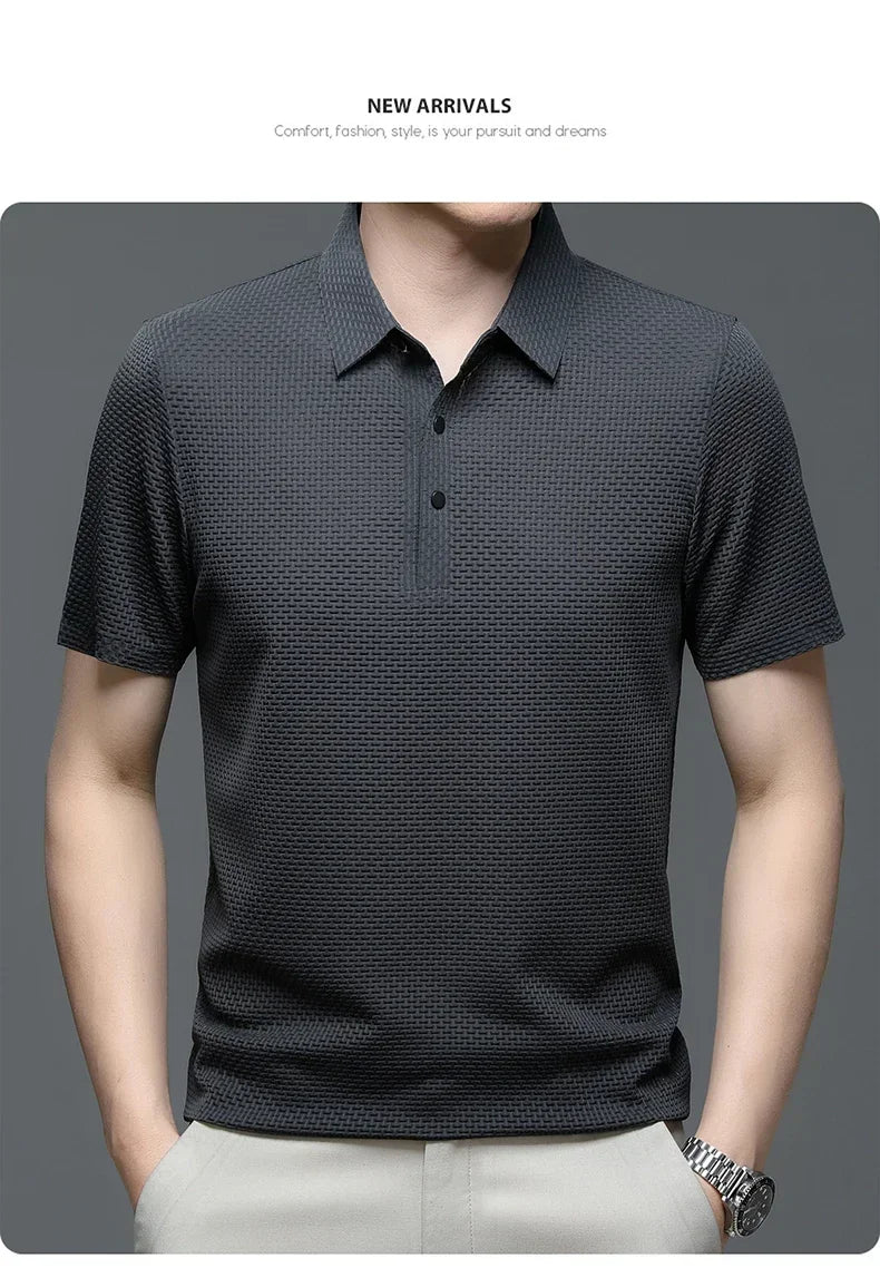 Men's Ice Silk Polo Shirt – Breathable Smart Casual Tee