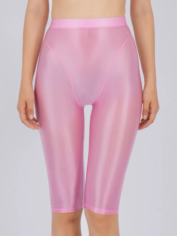 Women's Sheer Stretch Knee-Length Shorts