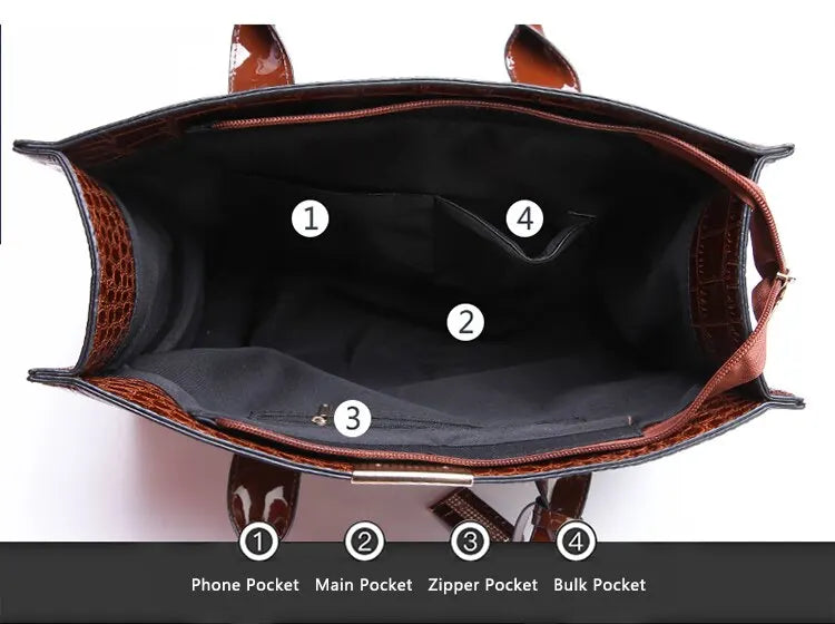 Luxury Vintage Crocodile Pattern Tote