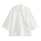 HH Women Tassel Sets White Turn-Down Collar Single-Breasted Shirts+High Waist Zipper A-Line Long Skirts Female Holiday Suit