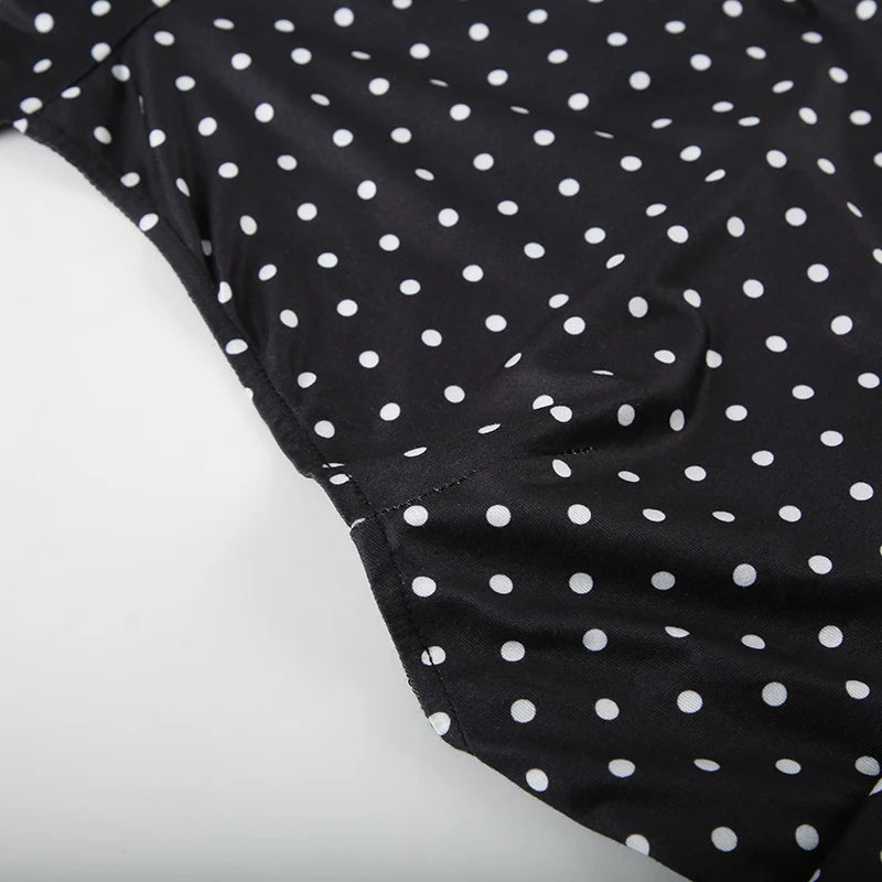 Polka Dot Halter Backless Mini Dress