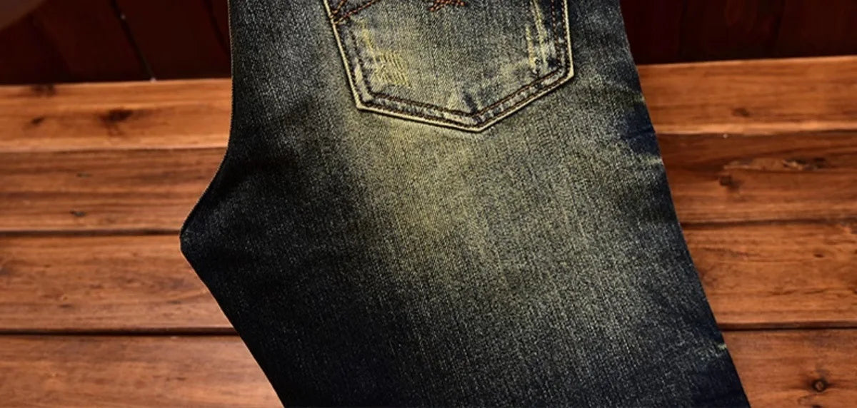 Men’s Vintage-Wash Slim-Fit Straight-Leg Jeans