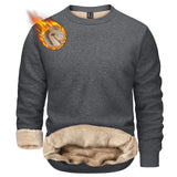 TACVASEN Winter Thicken Fleece Crewneck Sweatshirt Mens Warm Sherpa Lined Heavy Winter Pullover Basic Tops Shirts No Hood Hoodie