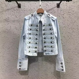 Split-Button Cropped Denim Jacket – Streetwear Jean Outerwear