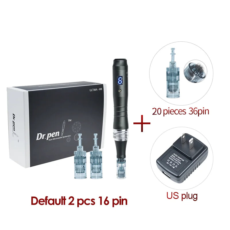 Dr pen Ultima M8 With 22 Cartridge Wireless MTS Derma Microneedle Pen Kit Professionals Use Beauty Machine Needle length 0.25 mm