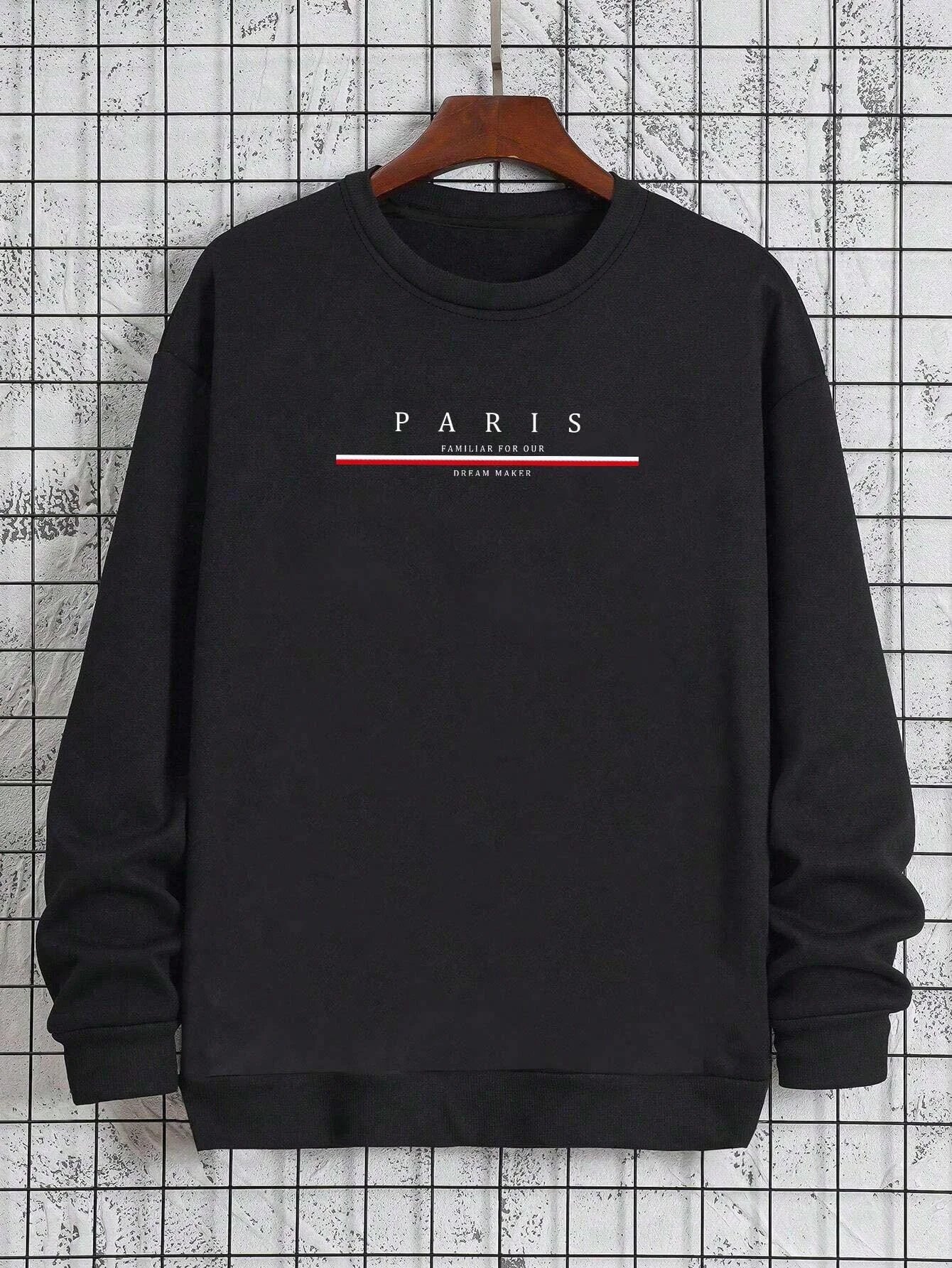Paris Print Relaxed Fit Pullover – Premium Cotton Casual O-Neck Hoodie
