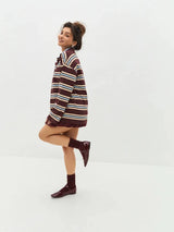 Vintage Striped Oversized Polo Shirt