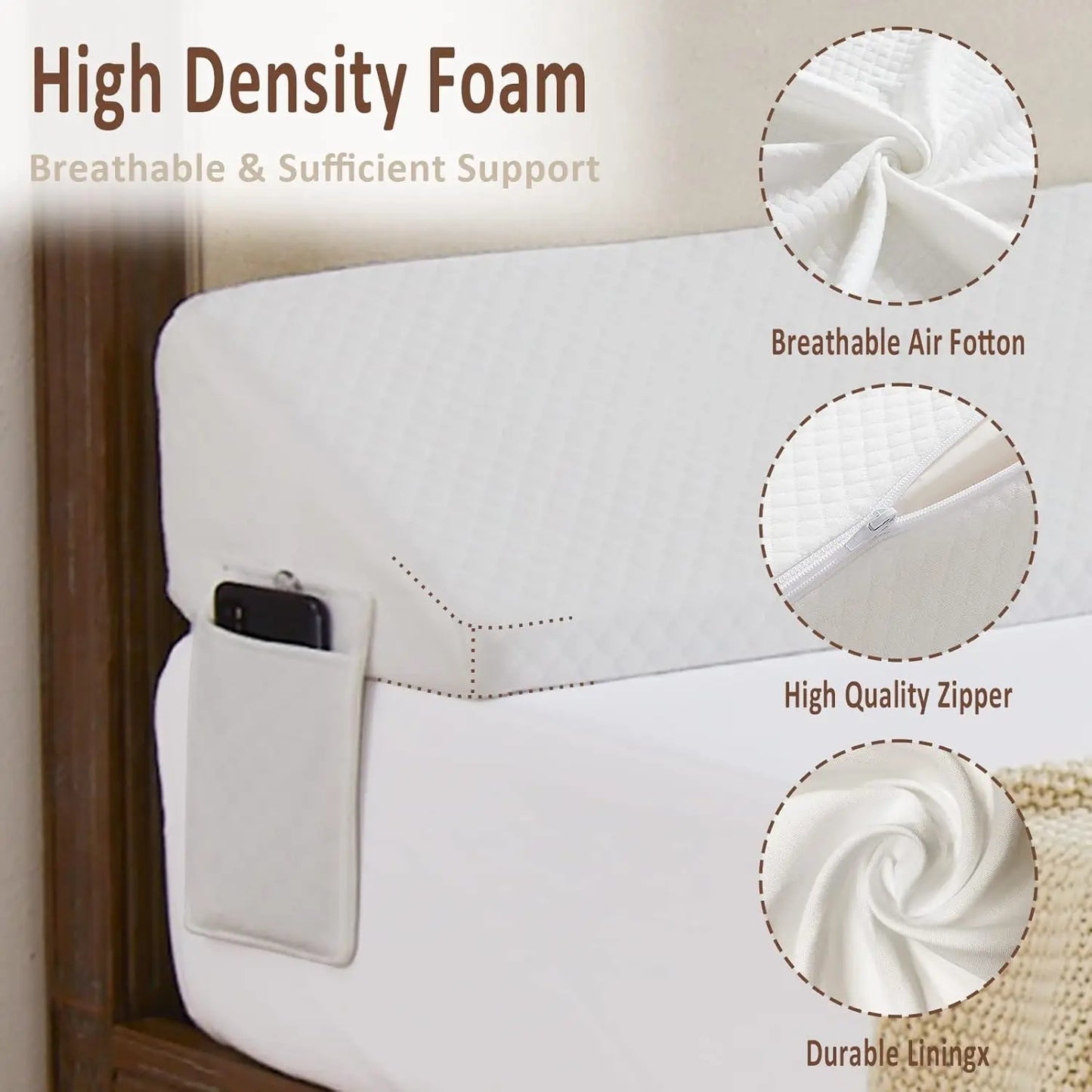 Bed Wedge Pillow-Adjustable 0-7" Gap Filler for Headboard & Mattress/Wall, Backrest, Bed Pillows for Snoring, Spinal Alignment