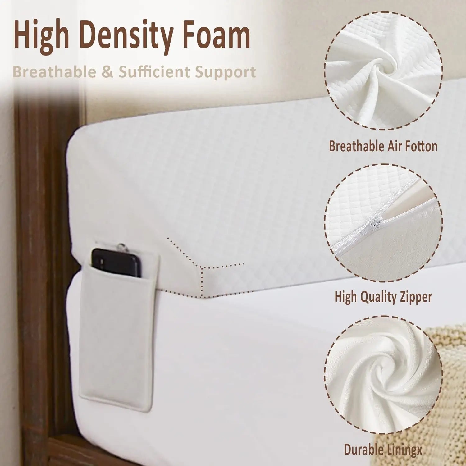 Bed Wedge Pillow-Adjustable 0-7" Gap Filler for Headboard & Mattress/Wall, Backrest, Bed Pillows for Snoring, Spinal Alignment