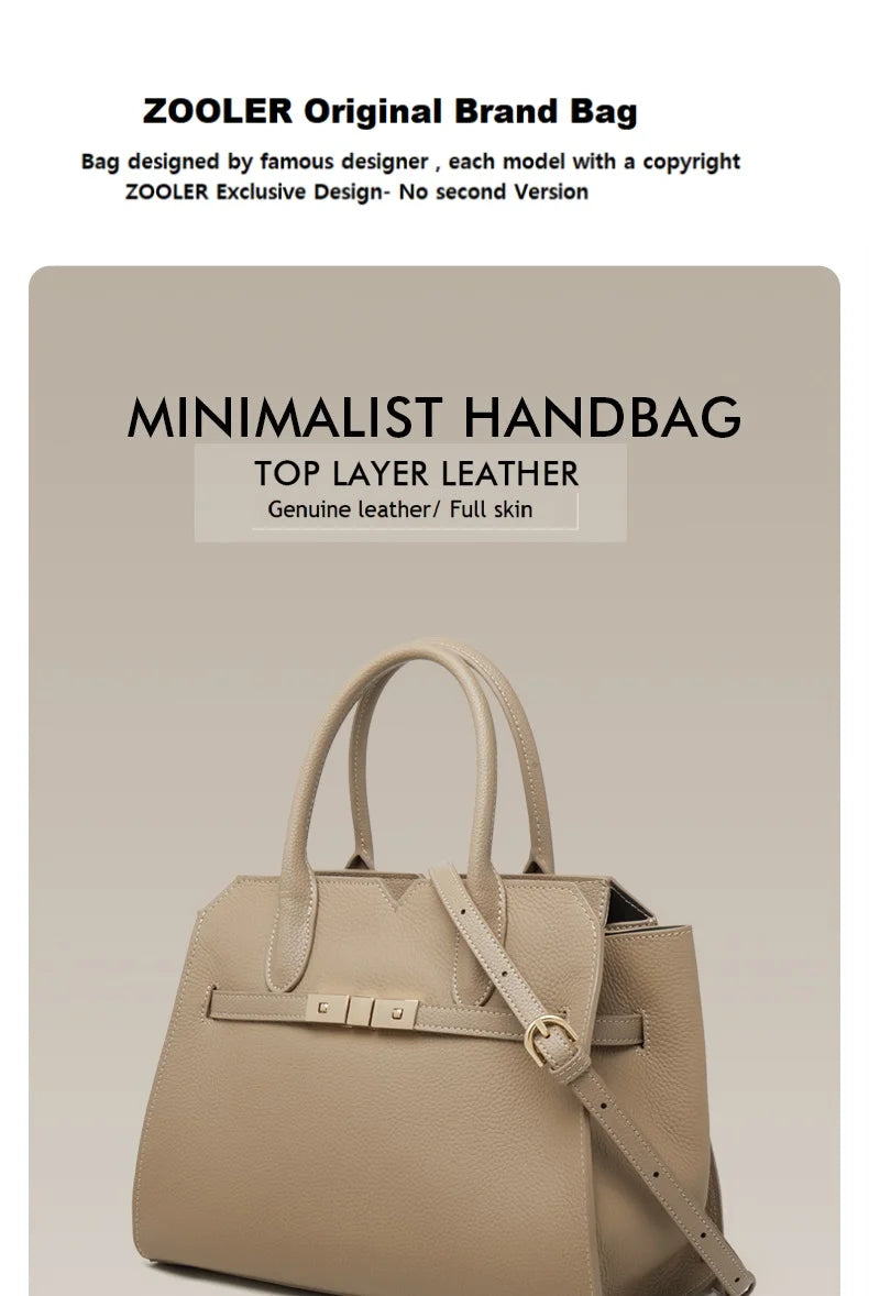 Hot Seller ZOOLER Quality Handmade 100%  Genuine Leather Women Handbag Luxurious Tote Shoulder Bags Female Business Use#YC368