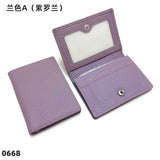 Dropshipping Custom Name Genuine Leather Men Women Business Card Holder Bifold Credit Card Case With ID Window