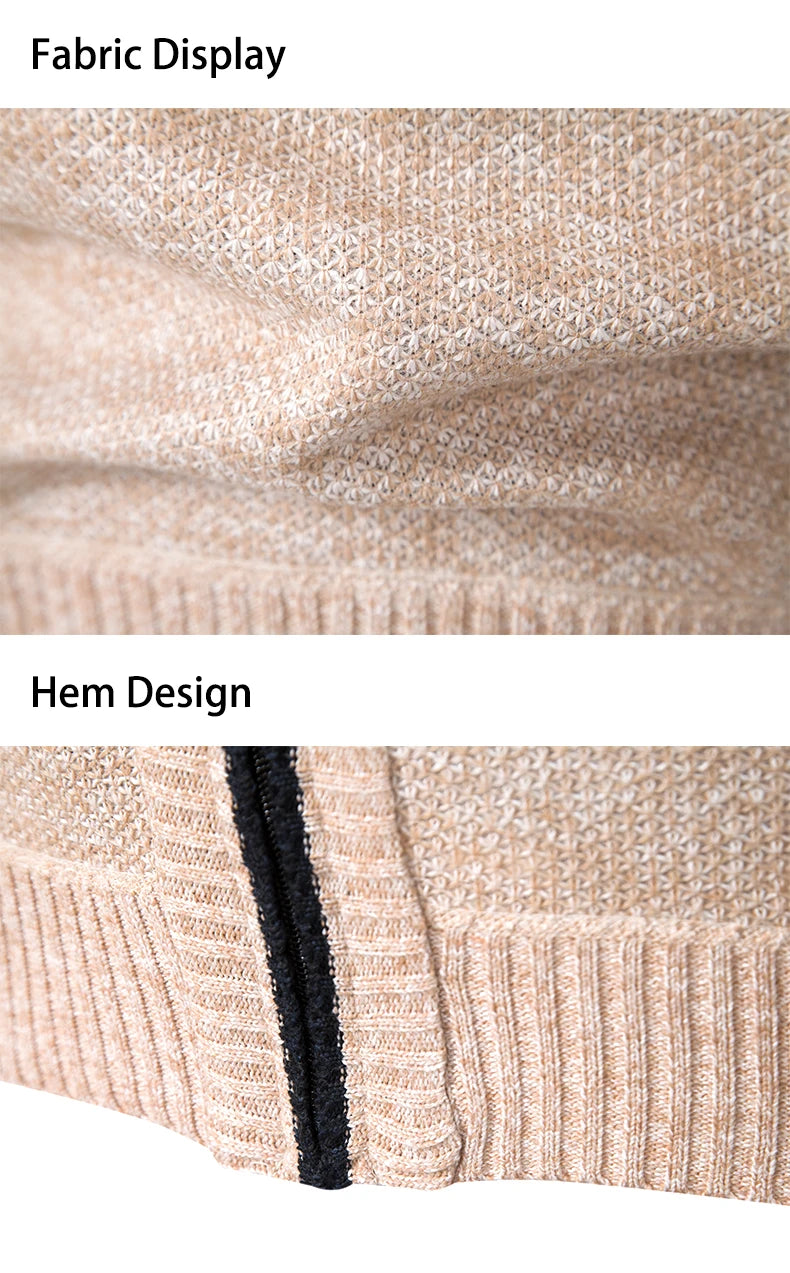 Men’s Fleece-Lined Stand Collar Cardigan
