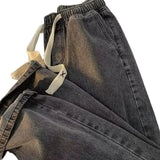 Men's Winter Loose Jeans Elastic Waist Wide Leg Y2K Denim Pants Straight Leg Comfortable Brand Men's Jeans