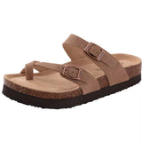 Women’s Suede Sandals with Cork Footbed