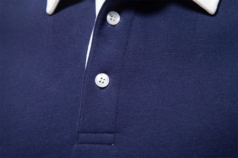 Men’s Cotton-Blend Polo Collar Sweatshirt