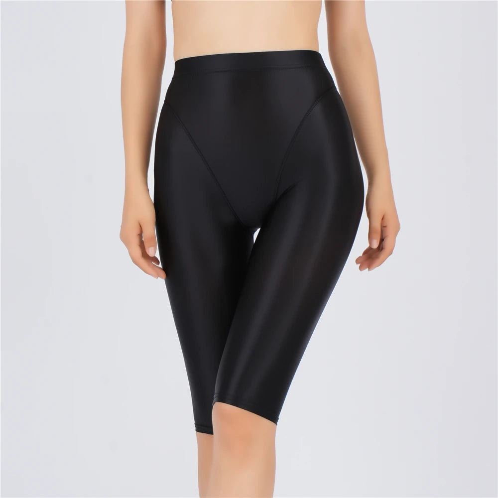 Women's Sheer Stretch Knee-Length Shorts