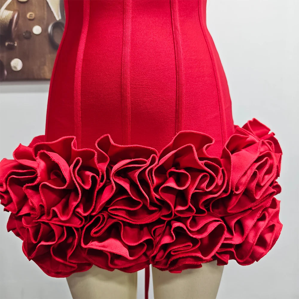 Structured Floral Mini Party Dress