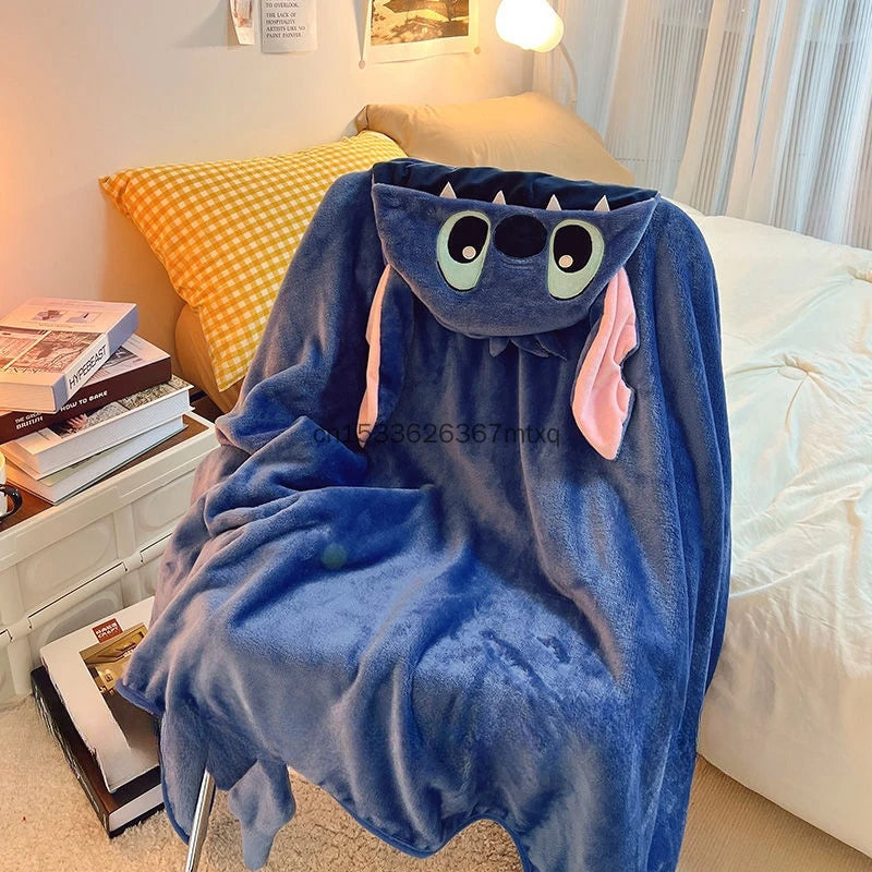 Stitch Hooded Cartoon Blanket
