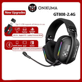 Onikuma Gt808 Three Modes with Mic E-Sports Wireless Gaming Headset Rgb Lighting Supports Bluetooth 5.3 / 2.4g / Aux 3.5mm