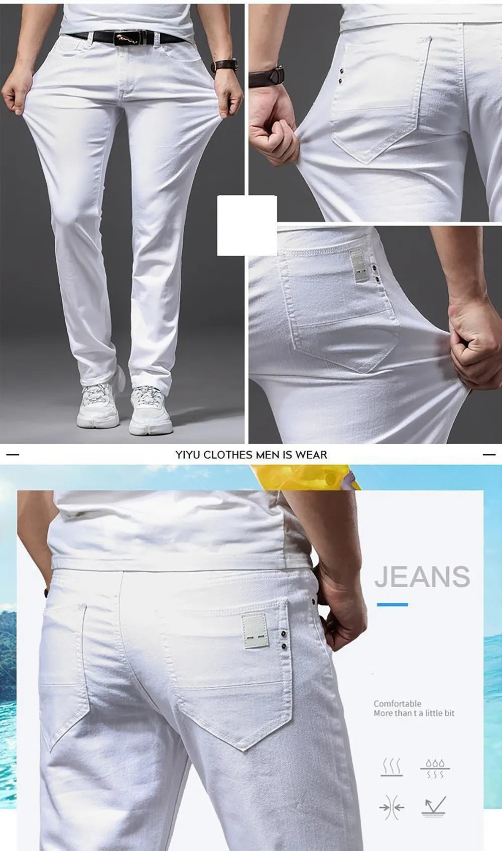 Men's Slim Fit Stretch Denim Jeans | Classic Straight Cut
