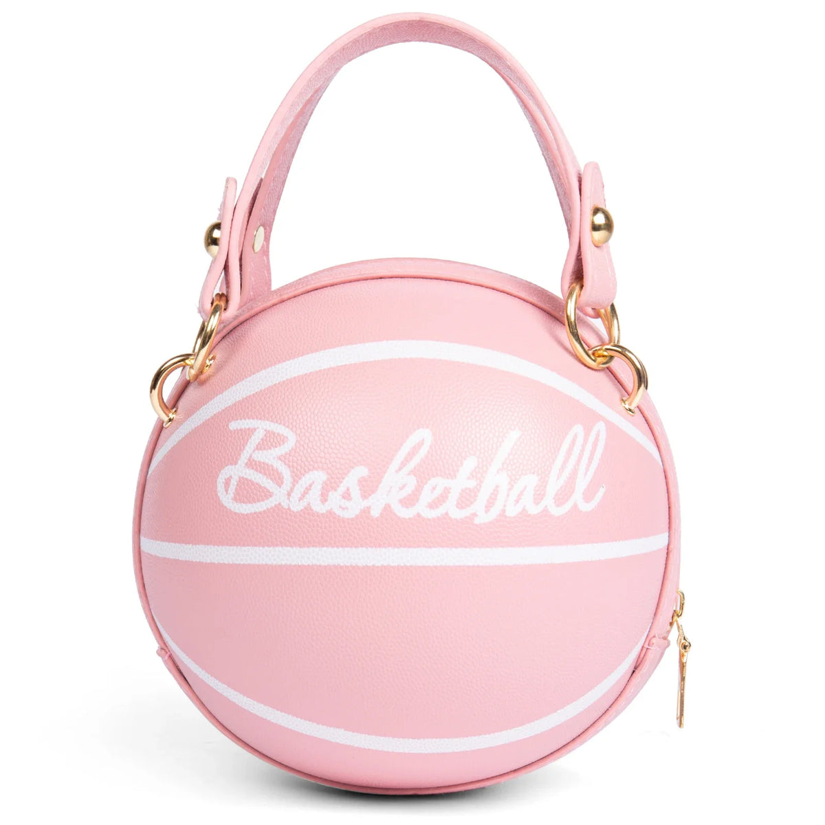 Basketball Shaped Crossbody Bag, Trendy Chain Shoulder Bag, PU Leather Top Handle Circle Purse handbags  women bag