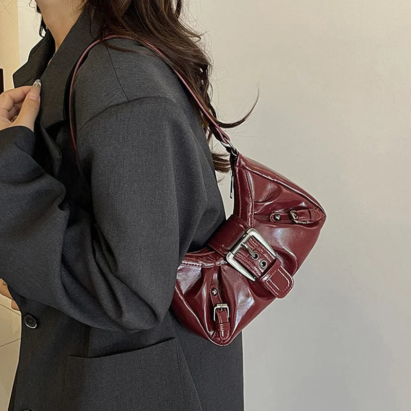 Y2K Retro Pleated Hobo Shoulder Bag for Women Hot Selling Maillard Style Underarm Bag Clutch Handbags for Travel Work Shopping