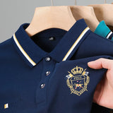 Men's Embroidered Cotton Polo – Casual Solid Colors