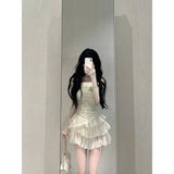 2025 Autumn Two Pieces Skirt Set Women Y2k Crop Tops T-shirt + Cake Skirts Japanese Kawaii Fashion Suits Chic Outfits Korean