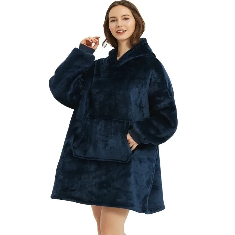 Oversized Microfiber Fleece Hoodie Blanket