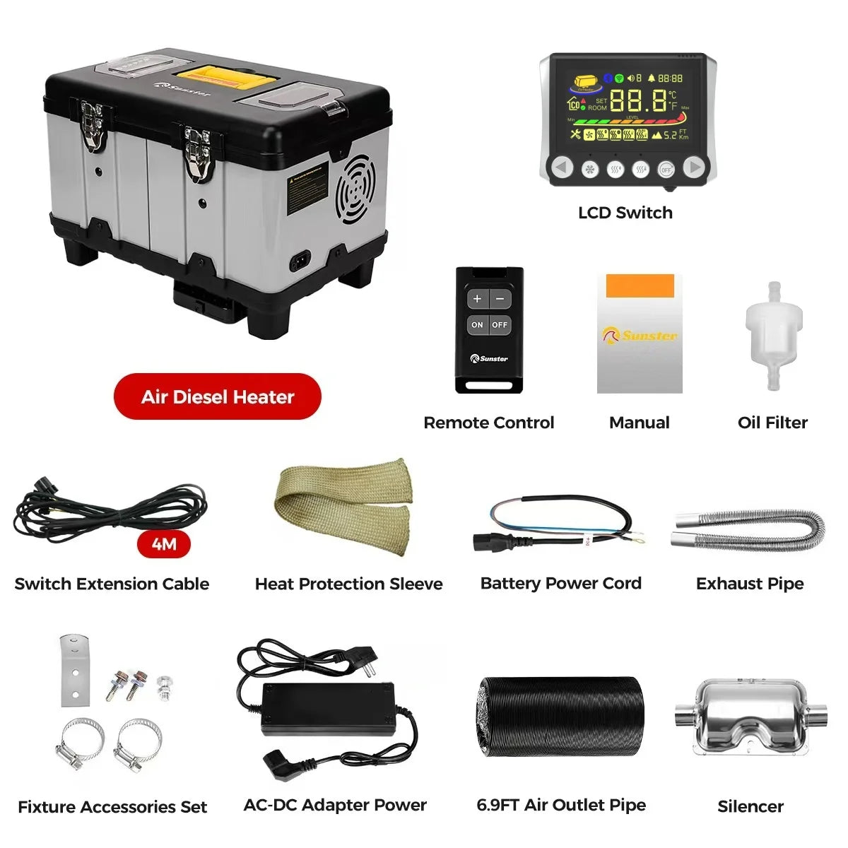 Sunster TB10 8KW Diesel Air Heater | Bluetooth LCD