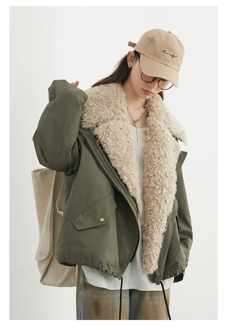 CHIC VEN Fashion Women Coats Loose Casual New Retro Motorcycle Cotton Jacket Thick Warm Female Overcoat Autumn Winter 2025