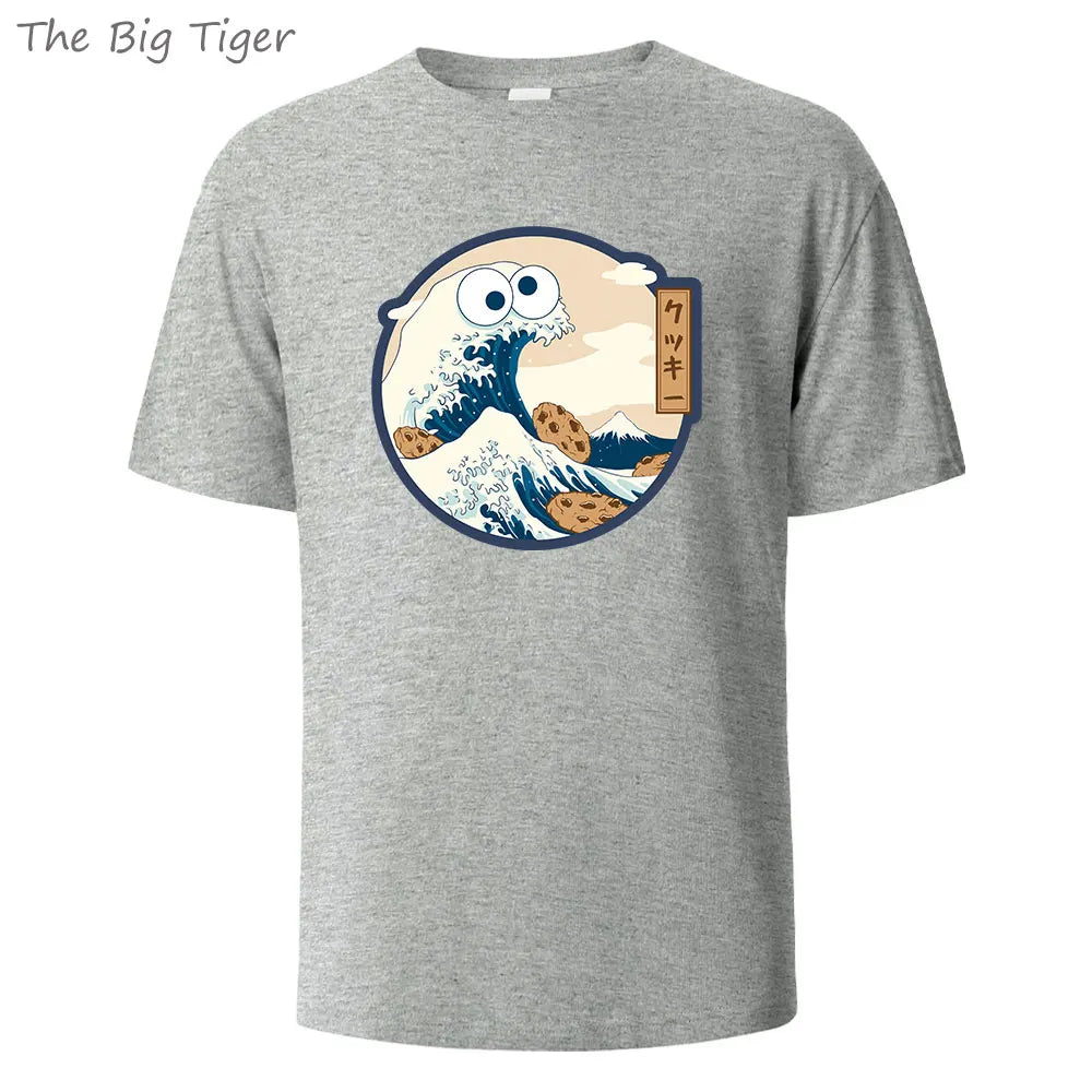 Unisex Color Painting Cotton Crew Neck T-Shirt