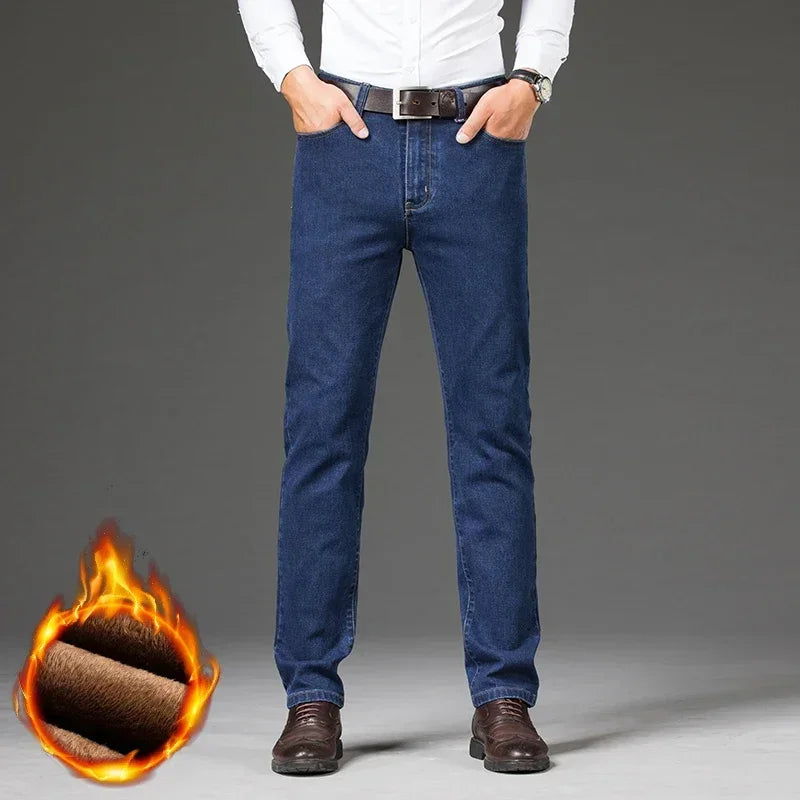 Men's Fleece-Lined Stretch Straight-Leg Jeans