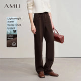 AMII Wide-Leg Cotton Jeans | Warm Winter Denim for Women