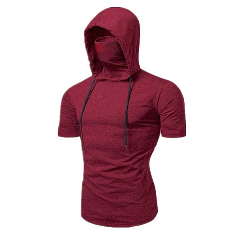 Men’s Short Sleeve Performance Hoodie with Integrated Mask