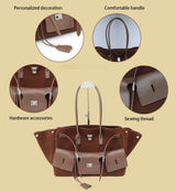Genuine Cowhide Leather Tote Top Women's Bag Large-Capacity Neutral Motorcycle Wing Underarm Messenger Bag for Ladies 2025