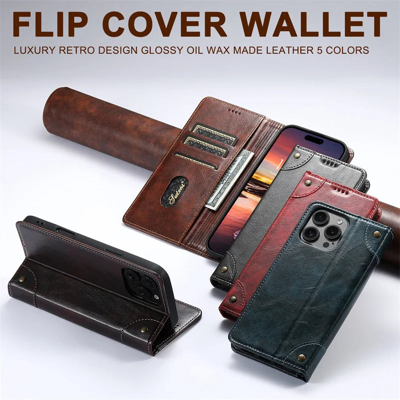 Magnetic PU Leather Flip Wallet Case for iPhone