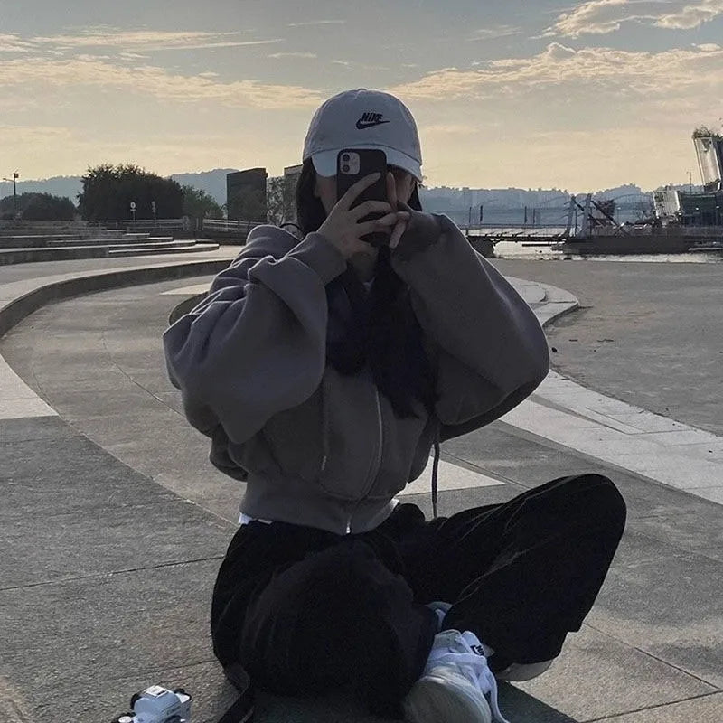 Women’s Y2K Zip-Up Crop Hoodie