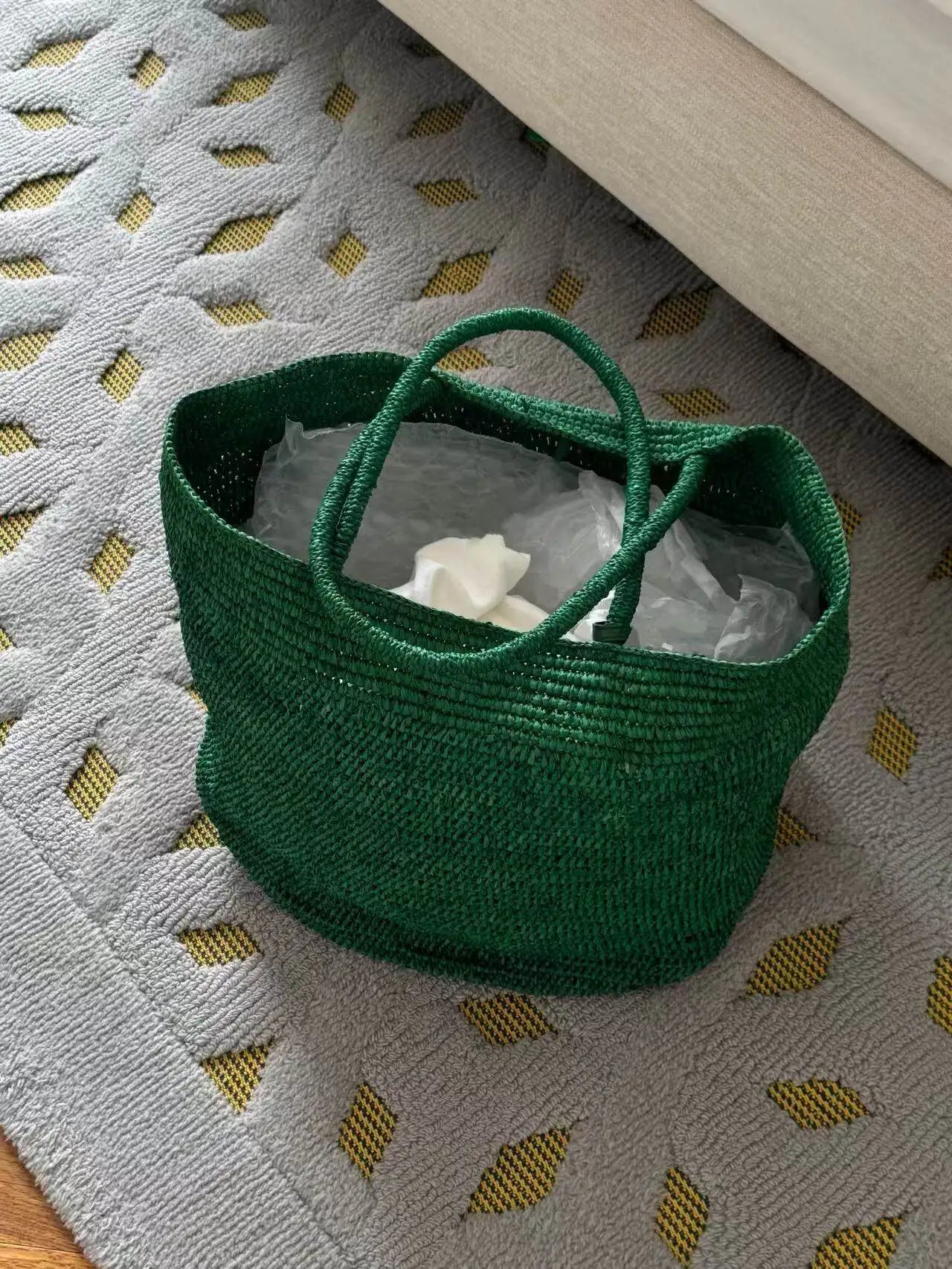 Large Handwoven Rattan Tote Bag for Women Natural Straw Beach Bag Purse Luxury Shoulder Bags Handbag Summer