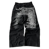 2025 American Fashion Jeans Letter Printing Pattern High Street Casual Wide Legs Y2K Men's Retro Gothic Trendy Casual Pants