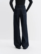 FSLE Straight High Waist Jeans for Women Winter Solid Simple All-match 2025 New Long and Short Versatile Pants Korean Style